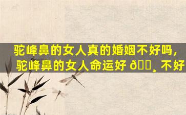 驼峰鼻的女人真的婚姻不好吗,驼峰鼻的女人命运好 🕸 不好